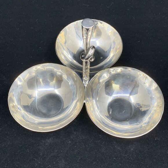 Mary Jurek Knotted Handle Helyx Three Bowl Snack Set Stainless Vintage MCM - Picture 6 of 6